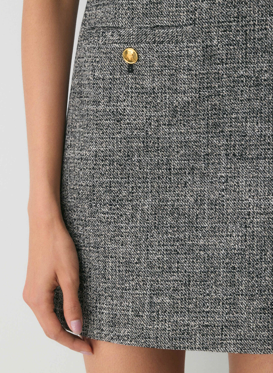 abito capote spckl tweed blkwhit