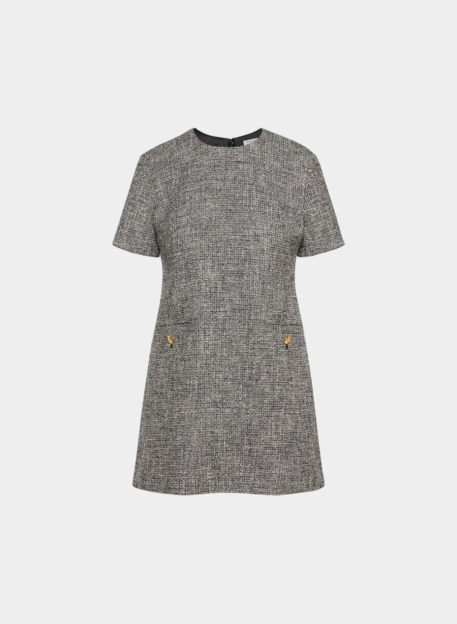 abito capote spckl tweed blkwhit