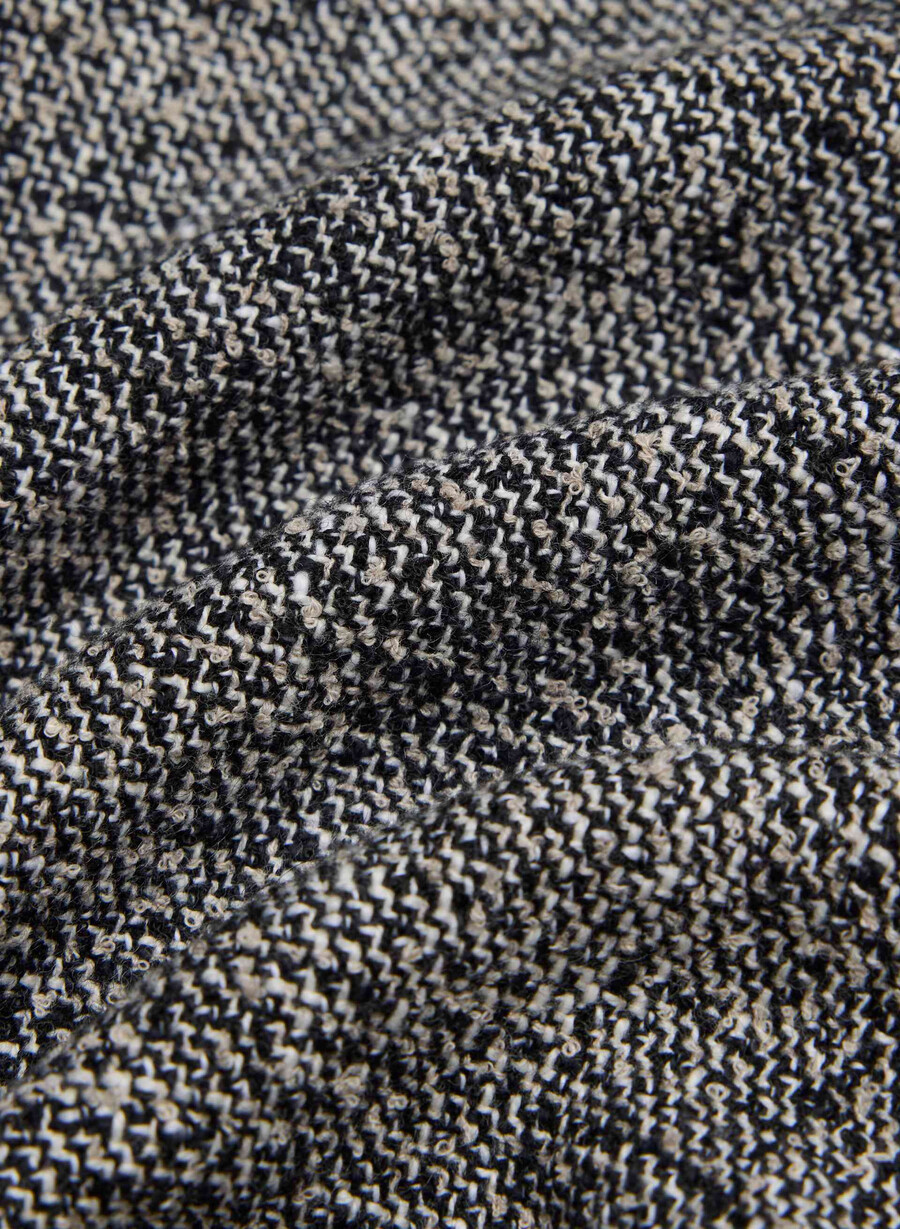 abito capote spckl tweed blkwhit