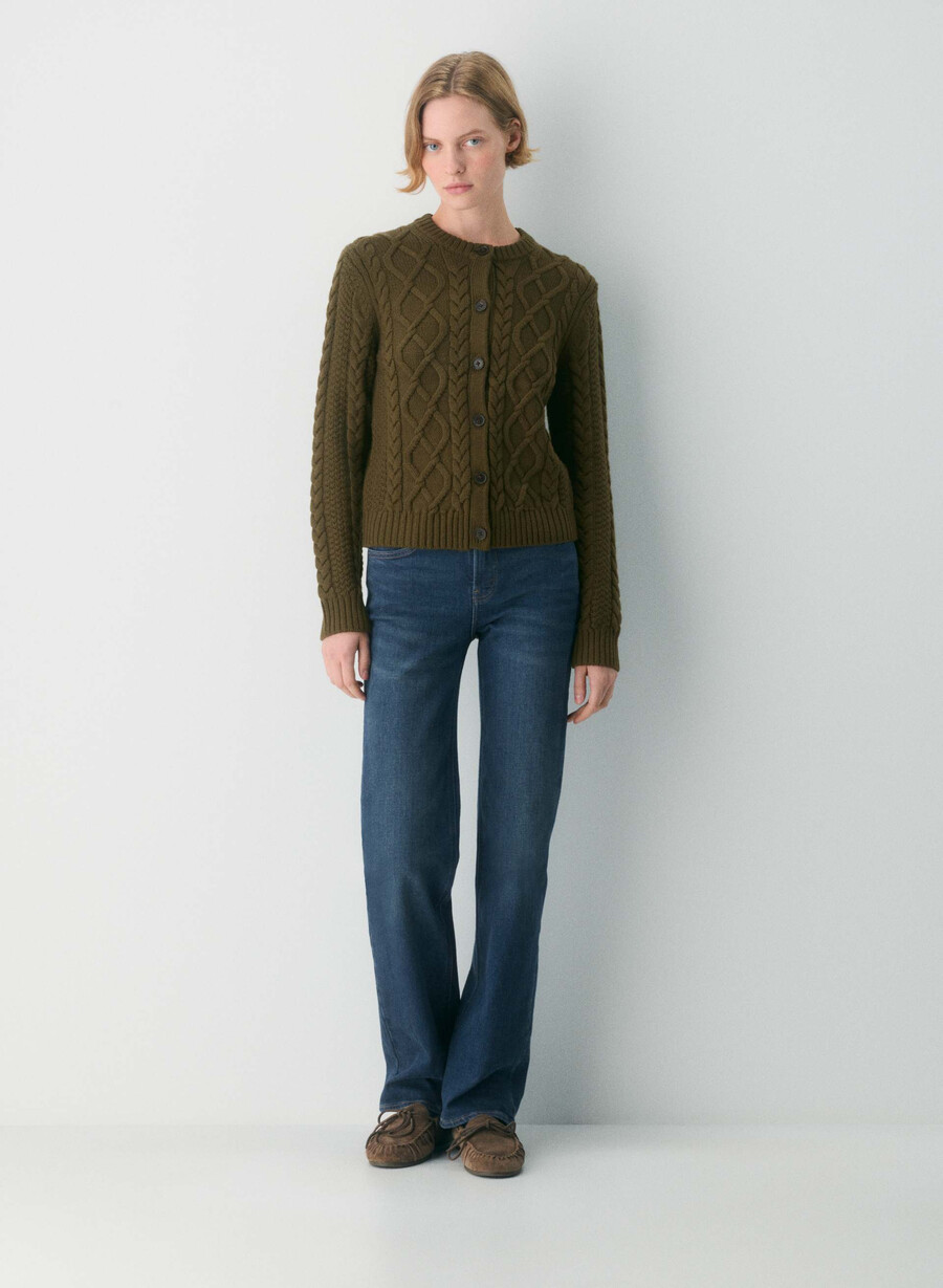 cardigan heritage knit merino wool crew hihip private green