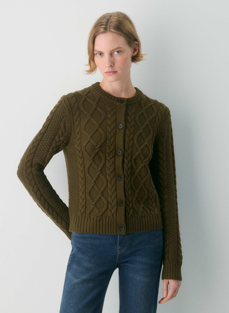 cardigan heritage knit merino wool crew hihip private green