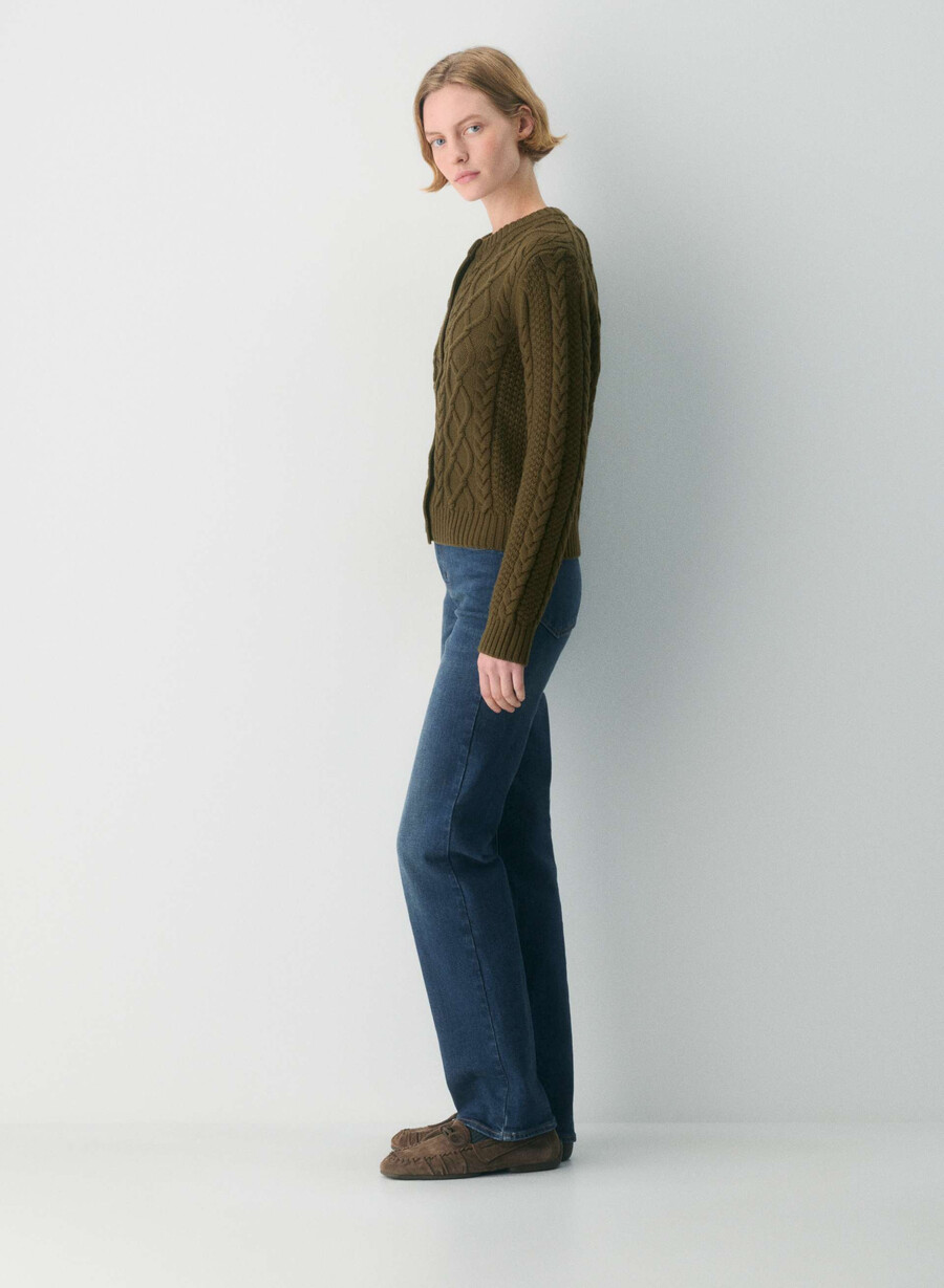 cardigan heritage knit merino wool crew hihip private green