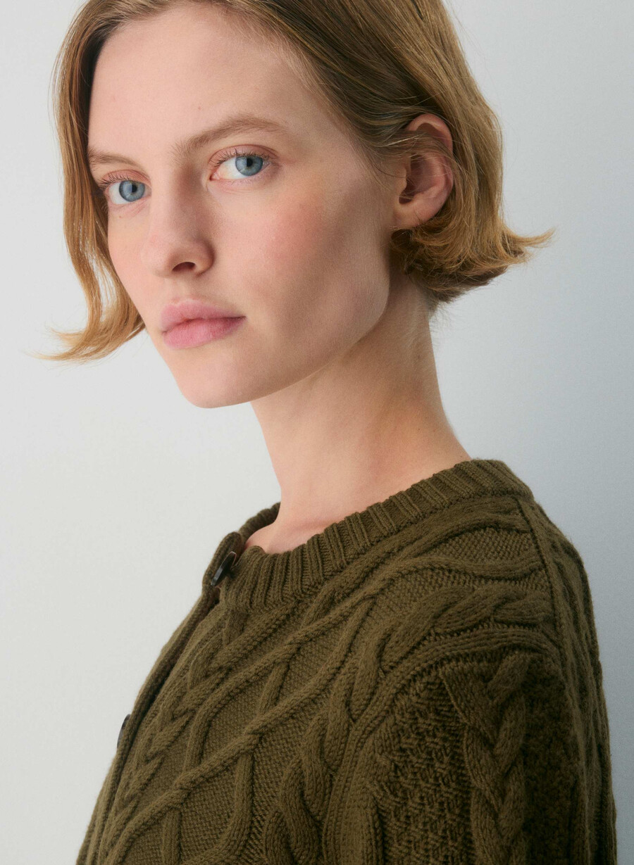 cardigan heritage knit merino wool crew hihip private green
