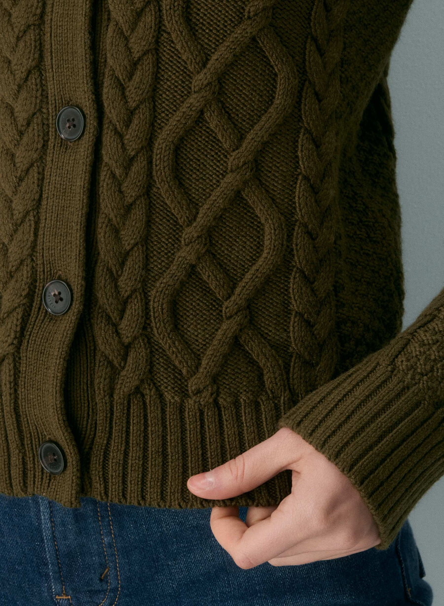 cardigan heritage knit merino wool crew hihip private green