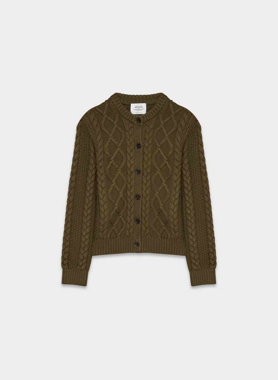 cardigan heritage knit merino wool crew hihip private green