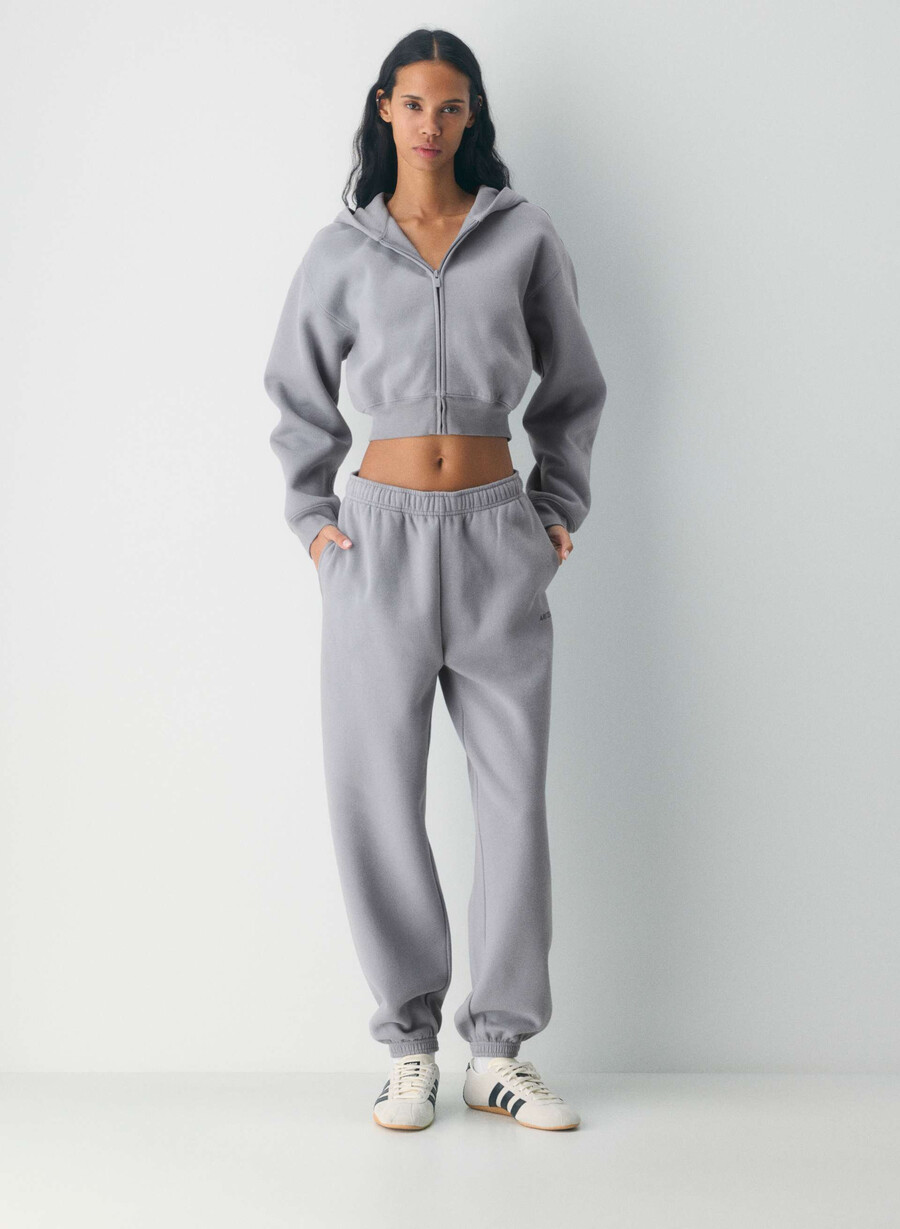 felpa con cappuccio e zip perfect crop cozy sweatfleece chocolate mousse