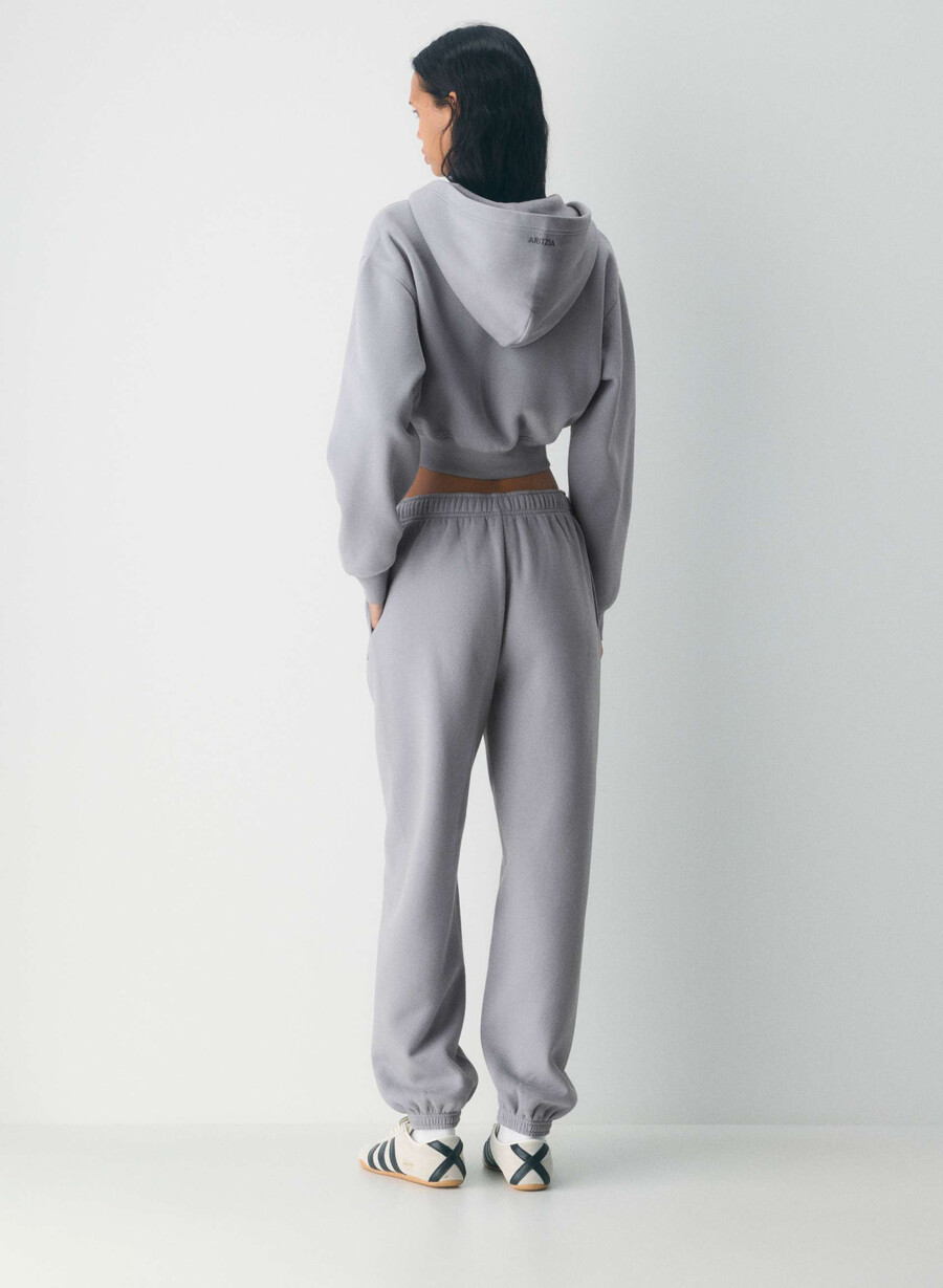 felpa con cappuccio e zip perfect crop cozy sweatfleece chocolate mousse