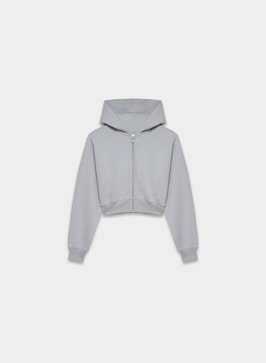 felpa con cappuccio e zip perfect crop cozy sweatfleece chocolate mousse