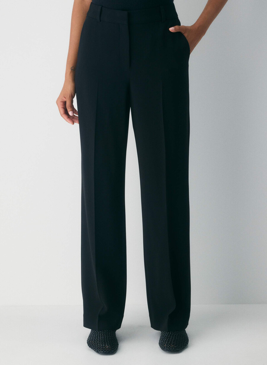 pantaloni new agency - sway crepe nero
