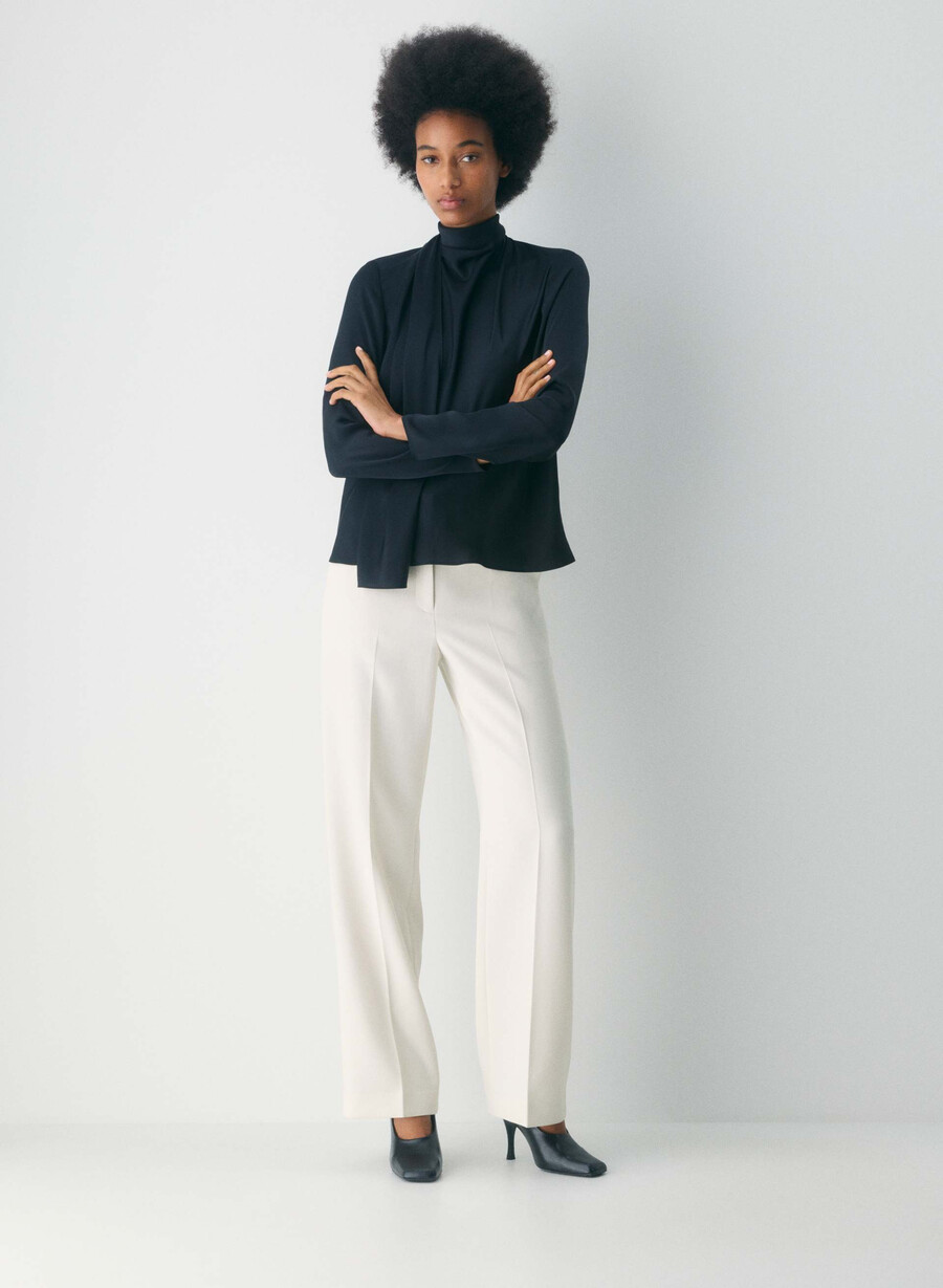 pantaloni new agency - sway crepe vintage white