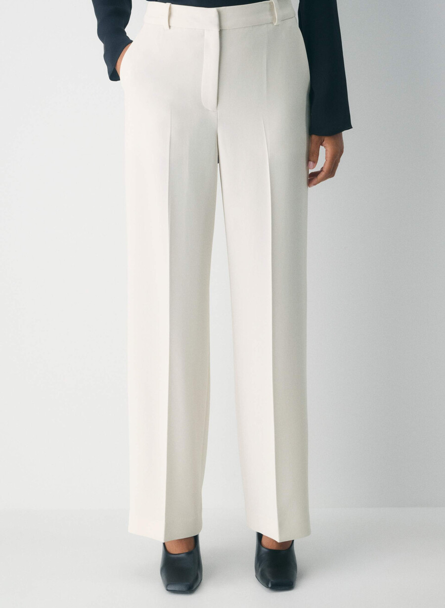 pantaloni new agency - sway crepe vintage white