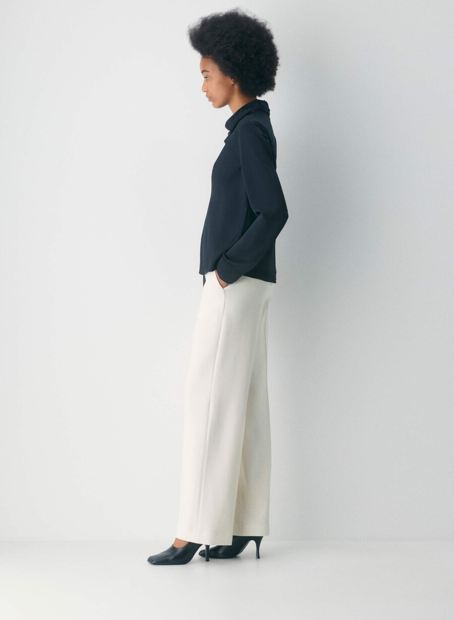 pantaloni new agency - sway crepe vintage white