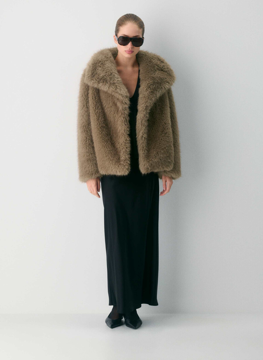 cappotto st. moritz - pelliccia sintetica artica marrone mocha ricco