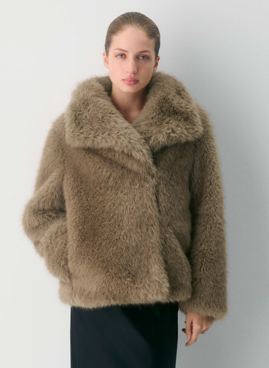 cappotto st. moritz - pelliccia sintetica artica marrone mocha ricco