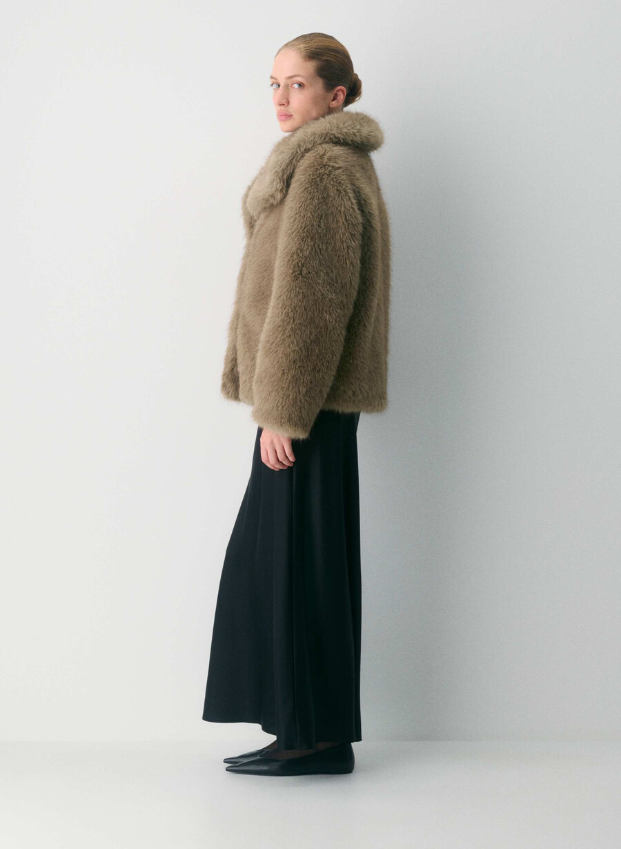 cappotto st. moritz - pelliccia sintetica artica marrone mocha ricco