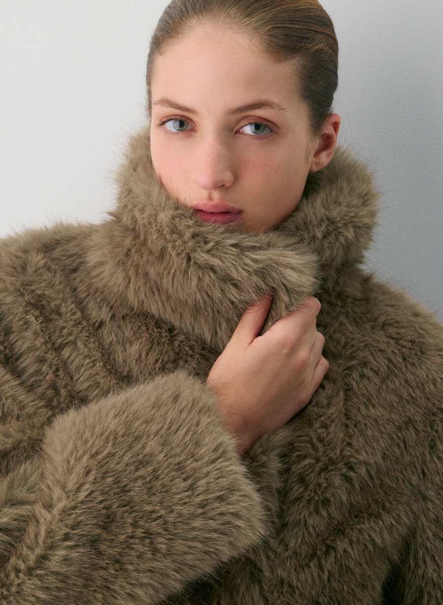 cappotto st. moritz - pelliccia sintetica artica marrone mocha ricco