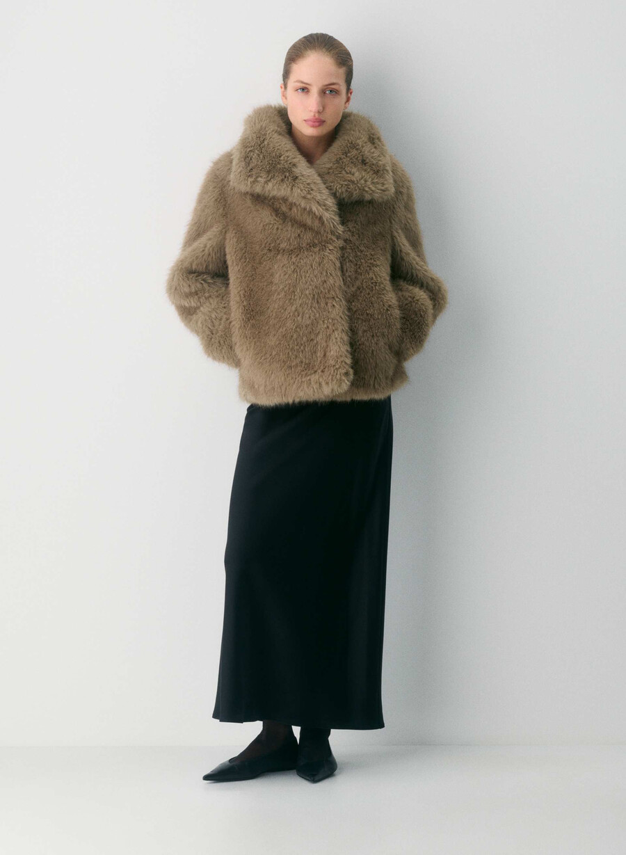 cappotto st. moritz - pelliccia sintetica artica marrone mocha ricco