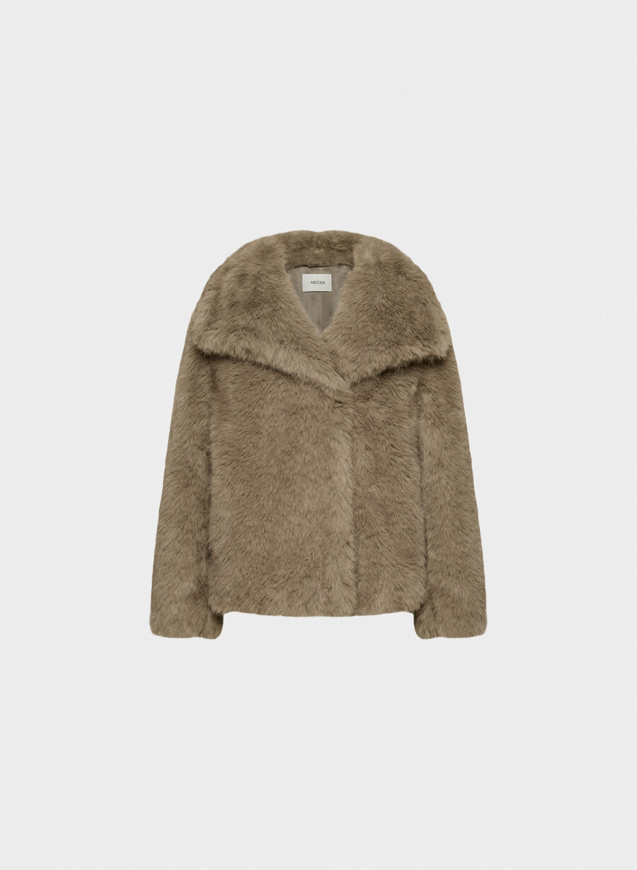cappotto st. moritz - pelliccia sintetica artica marrone mocha ricco