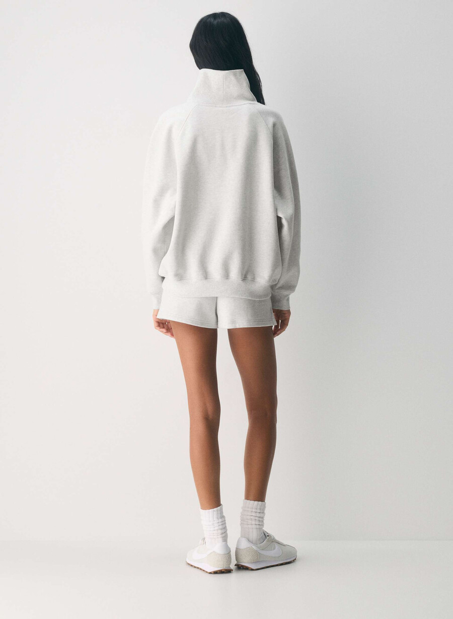 felpa con cappuccio cozy sweatfleece mega raglan collo a imbuto heather cloud white