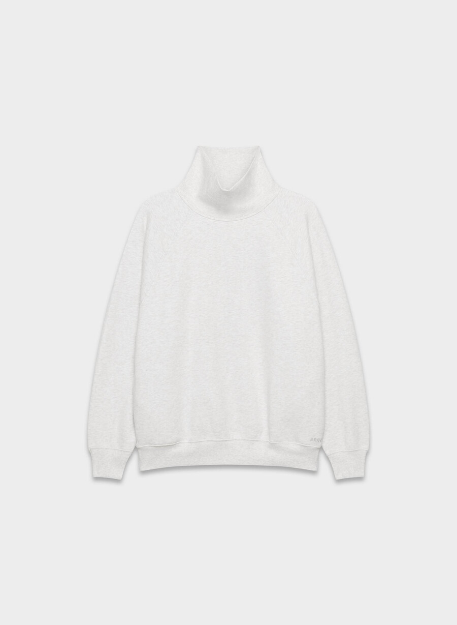 felpa con cappuccio cozy sweatfleece mega raglan collo a imbuto heather cloud white
