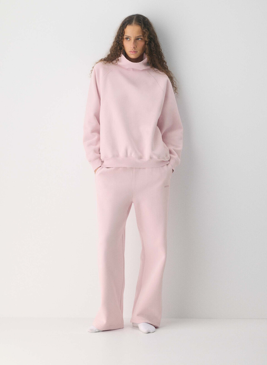 felpa con cappuccio e collo a imbuto mega raglan cozy sweatfleece cupid pink