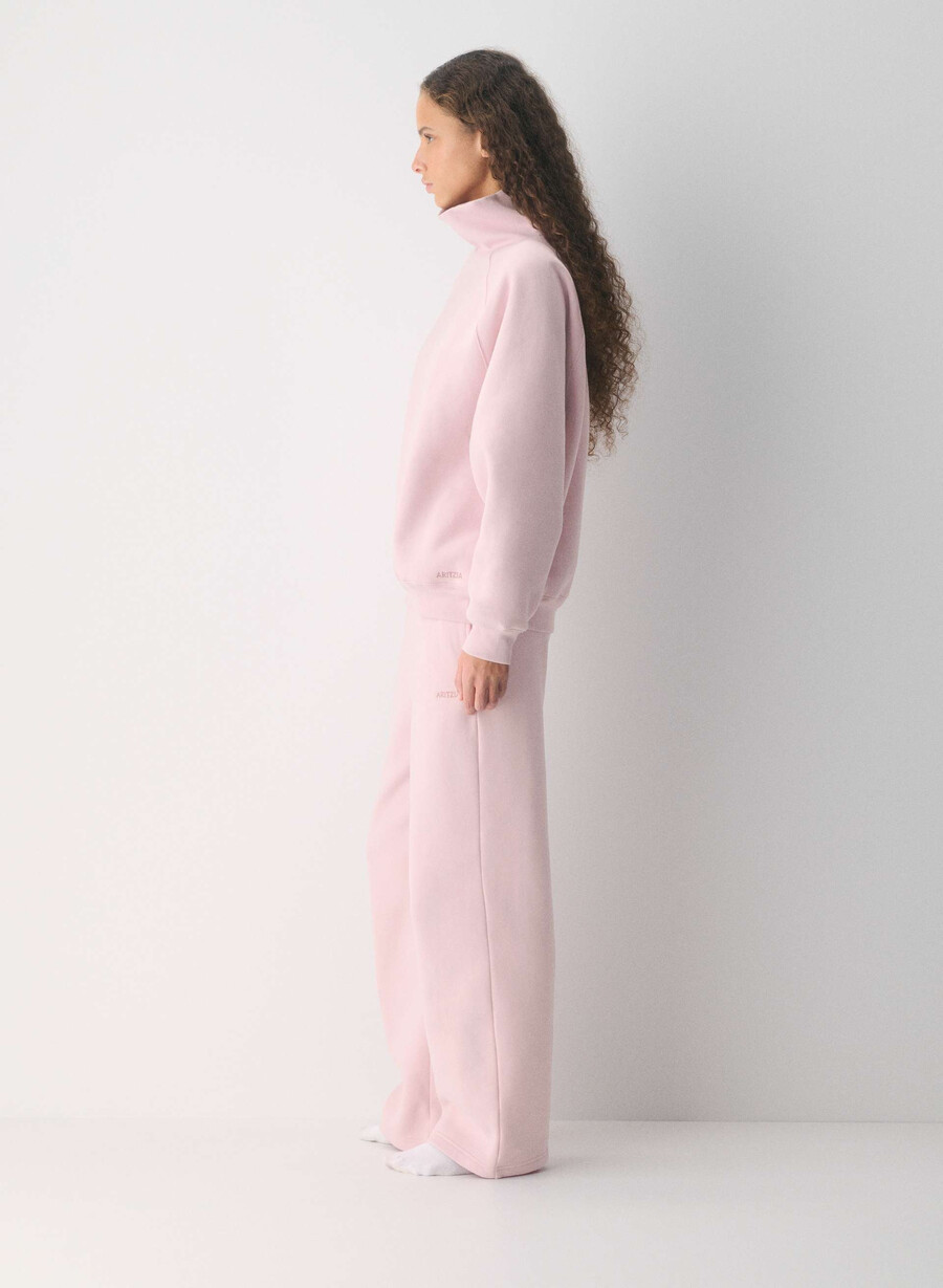 felpa con cappuccio e collo a imbuto mega raglan cozy sweatfleece cupid pink