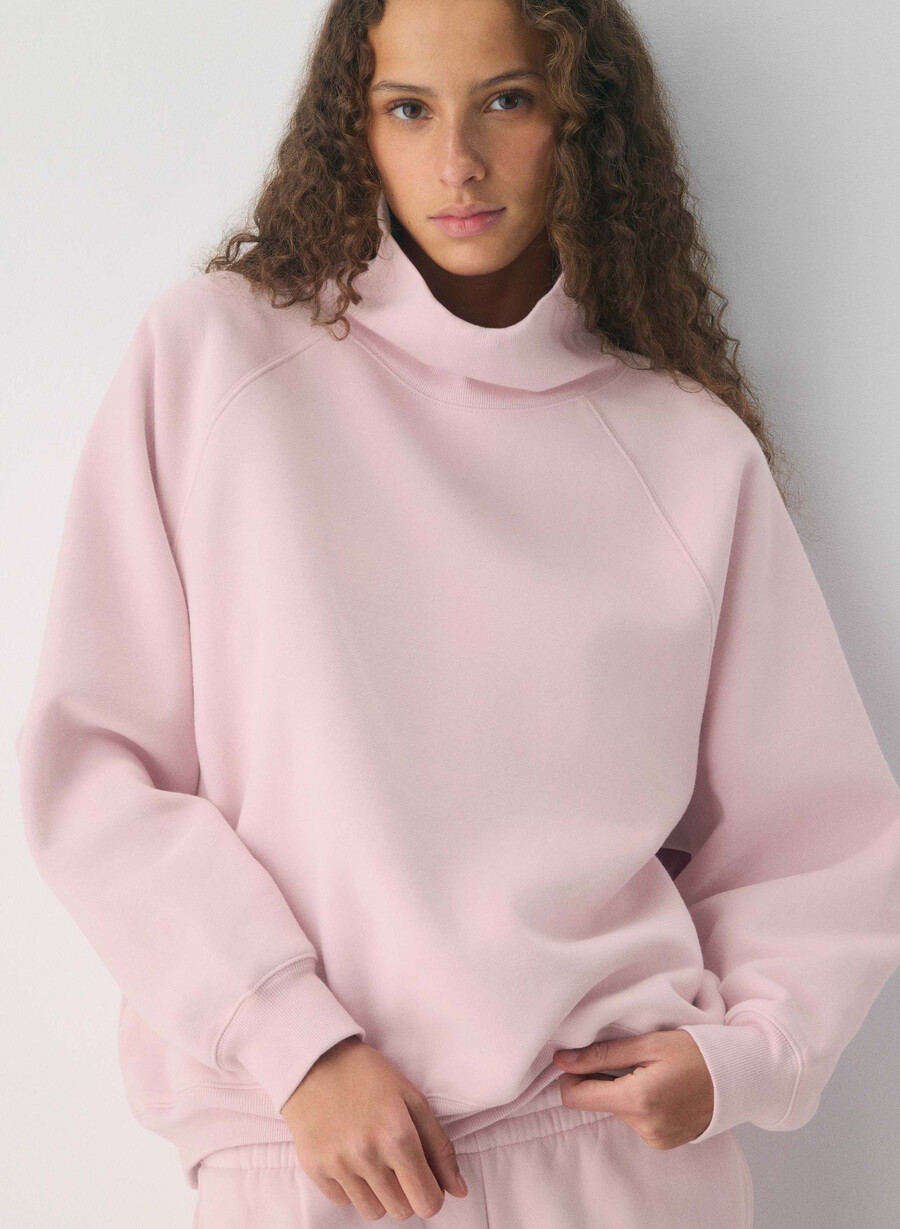 felpa con cappuccio e collo a imbuto mega raglan cozy sweatfleece cupid pink