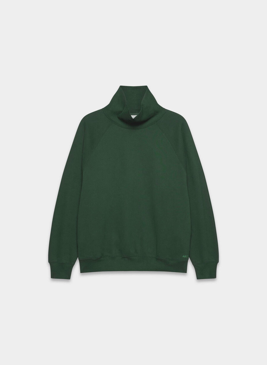 felpa con cappuccio cozy sweatfleece mega raglan con collo a imbuto campus green