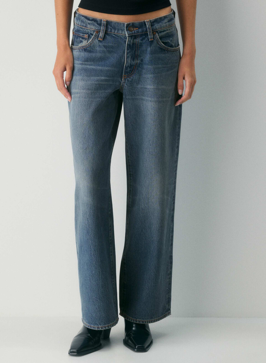 denim forum christy jeans larghi super rilassati a vita bassa vintage blu scuro