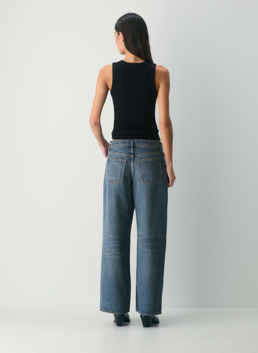 denim forum christy jeans larghi super rilassati a vita bassa vintage blu scuro