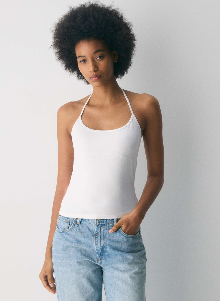 homestretch smooth deejay halter top bianco