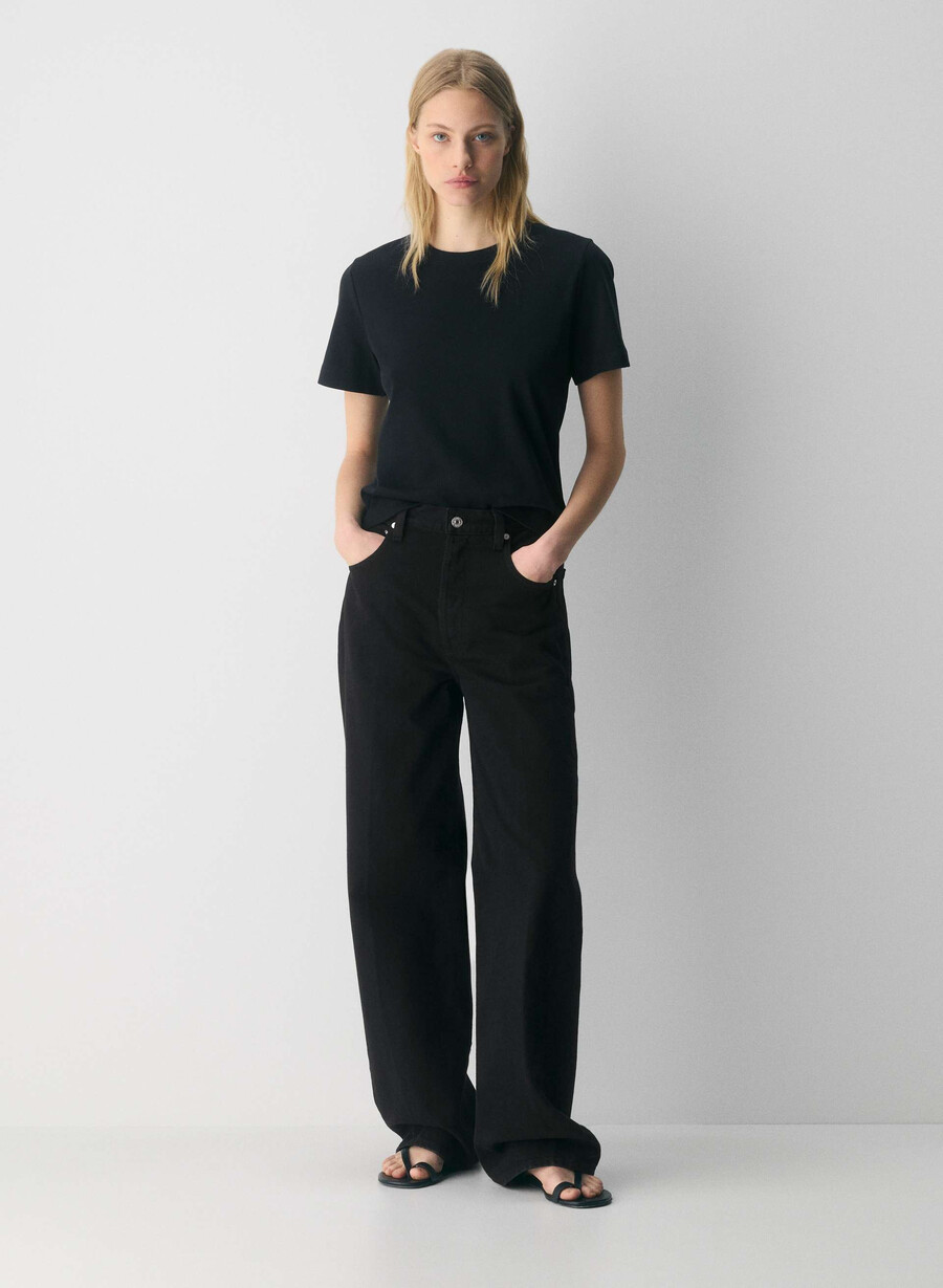 citizens of humanity ayla baggy cuffed jean nero unico