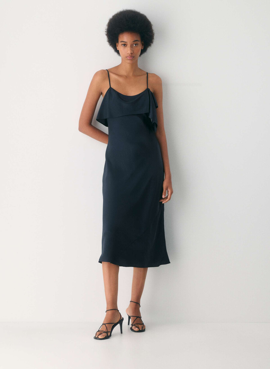 abito in raso cannelle dark navy