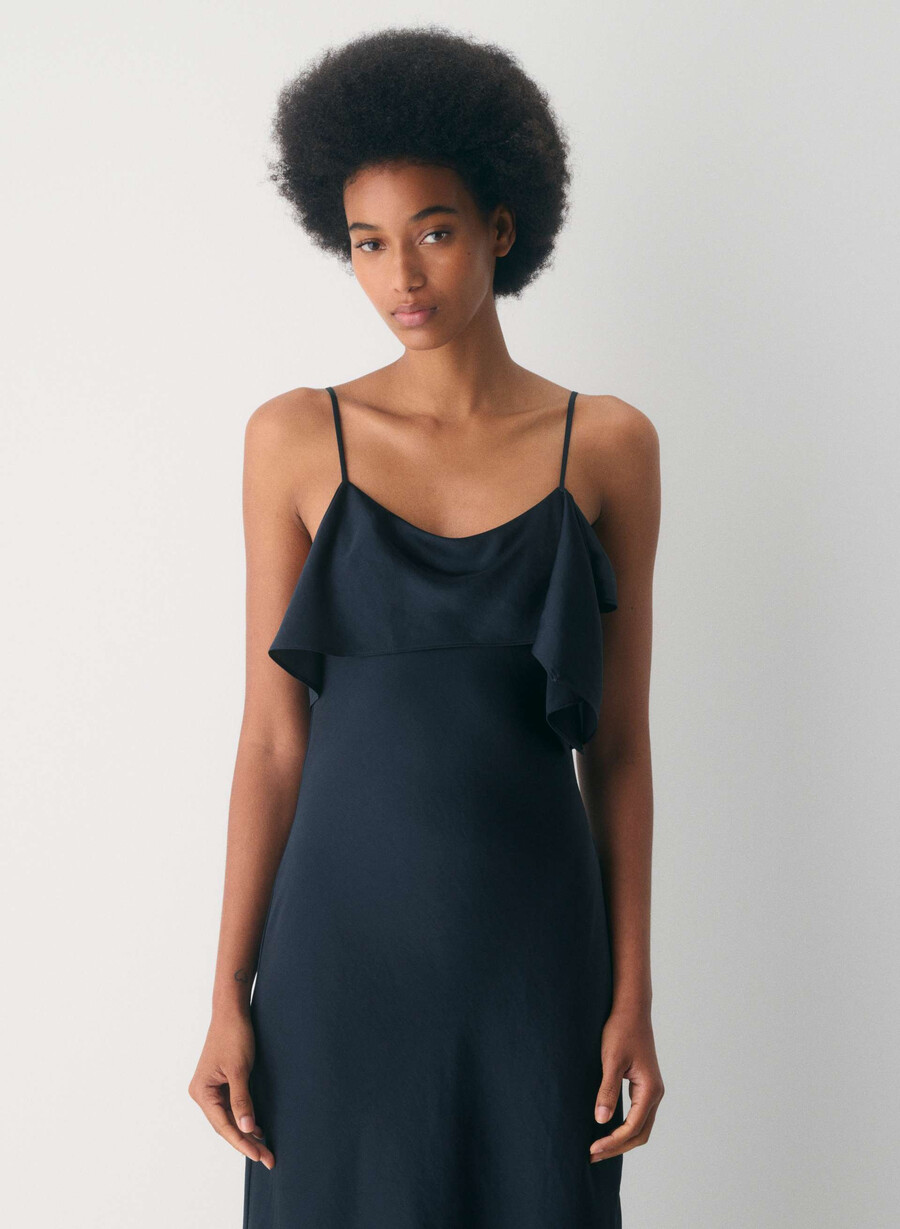 abito in raso cannelle dark navy