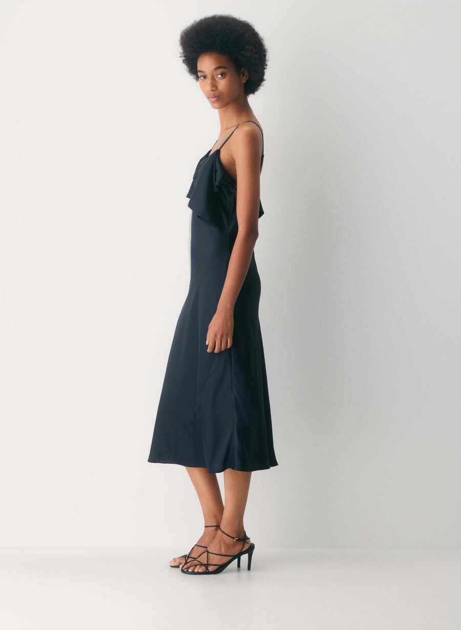 abito in raso cannelle dark navy