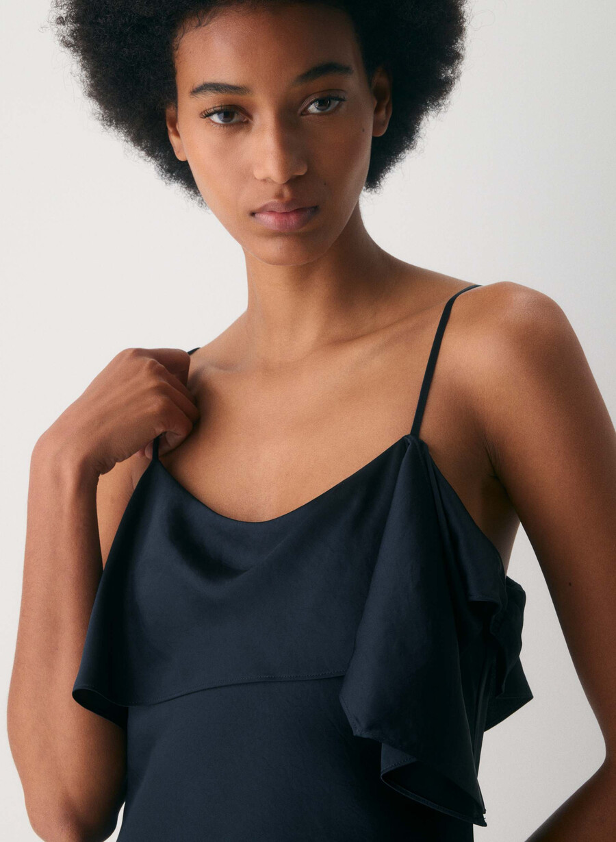 abito in raso cannelle dark navy