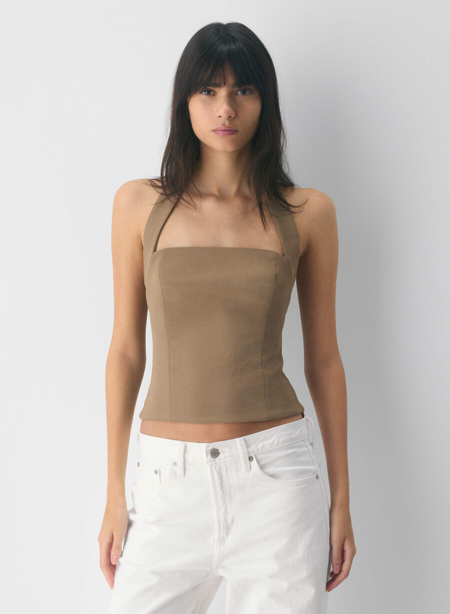 top con scollo allamericana whisper - crepette folio brown