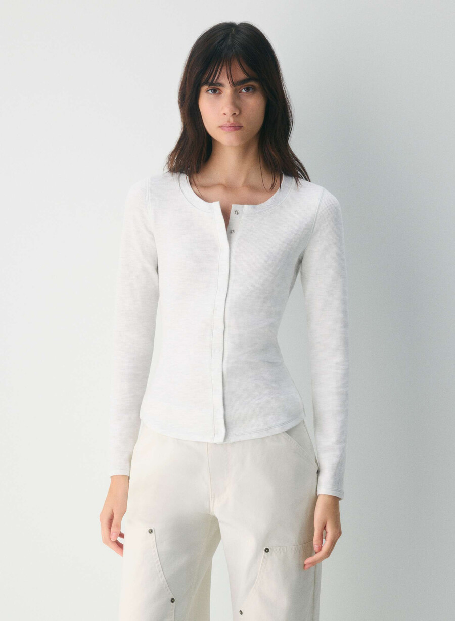 nuova maglia a maniche lunghe wafflex mazzy heather cloud white