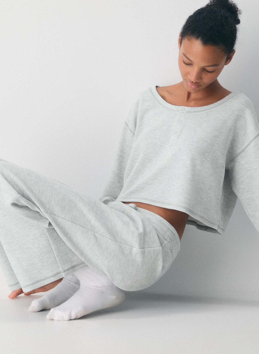 nuova maglia a maniche lunghe wafflex lush heather cloud white