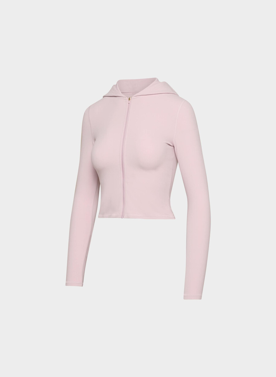 felpa con cappuccio butter limit zip pink dusty