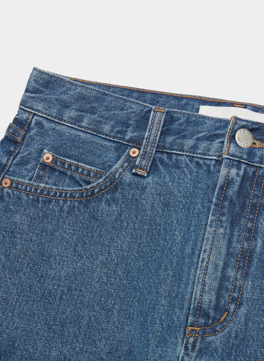 denim forum gonna in micro denim vintage anni 90 ombretto blu scuro