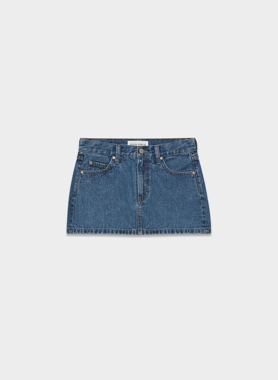 denim forum gonna in micro denim vintage anni 90 ombretto blu scuro