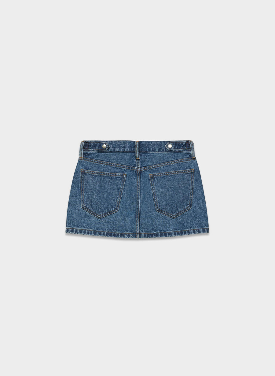 denim forum gonna in micro denim vintage anni 90 ombretto blu scuro