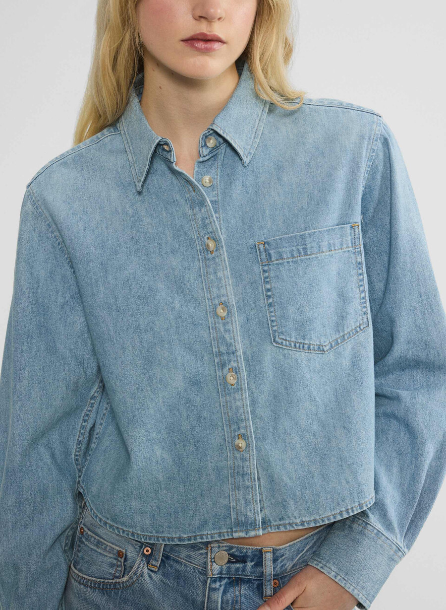 denim forum la camicia in denim comoda in vita degli anni 80 7 anni bleu taboo