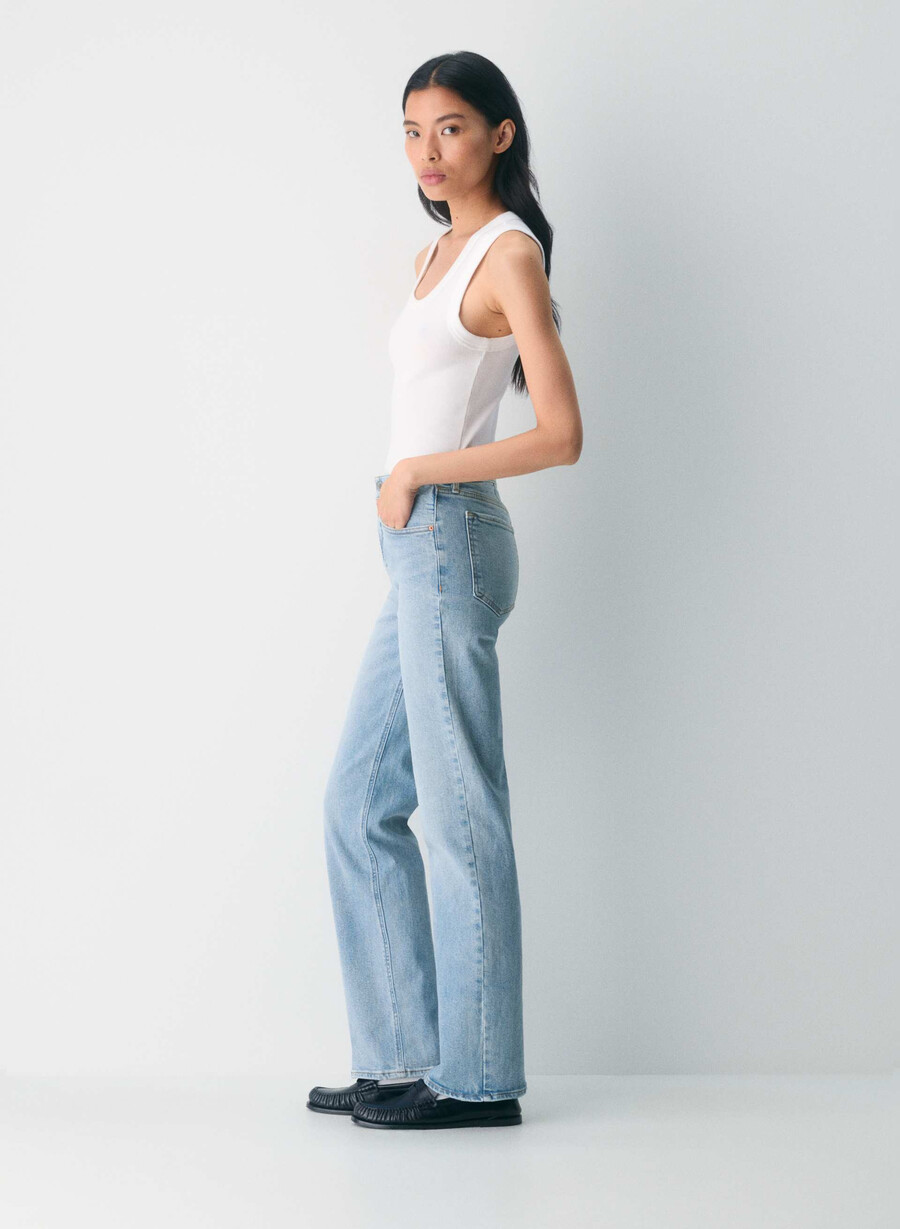 denim forum jeans dritti a vita alta strappati negli anni 90 7 anni bleu taboo