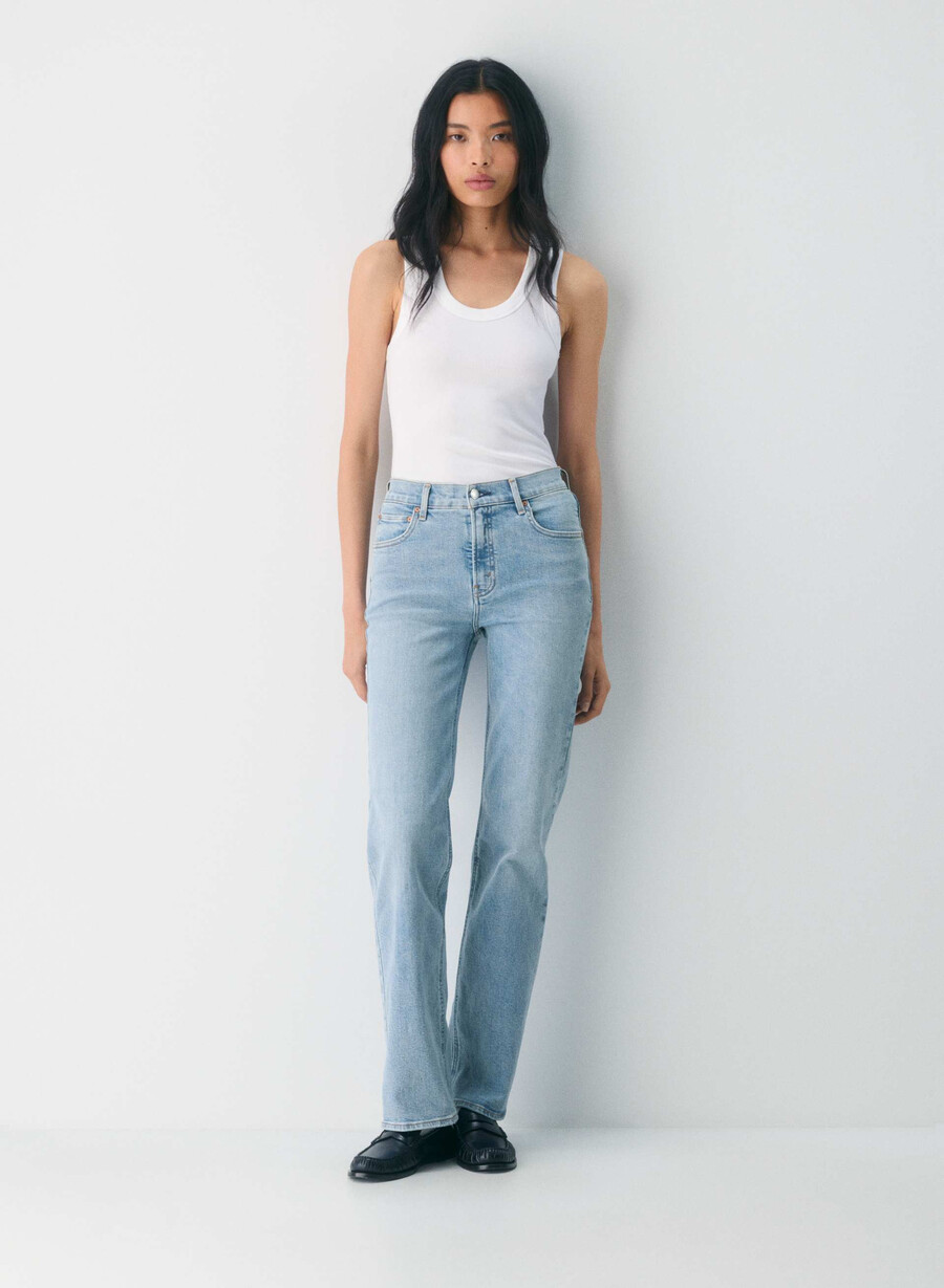 denim forum jeans dritti a vita alta strappati negli anni 90 7 anni bleu taboo