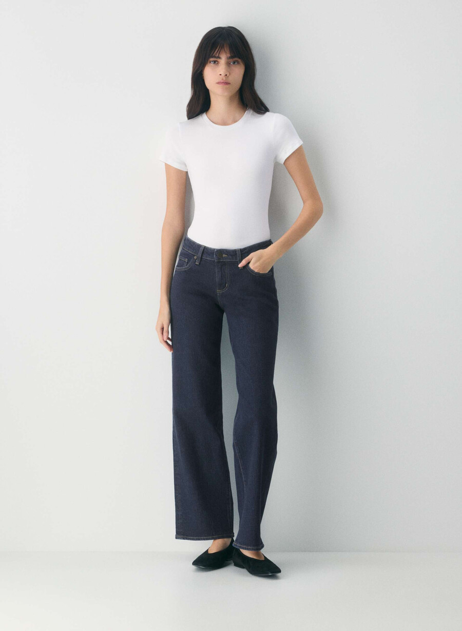 denim forum pam super lo-rise wide jean no-stress blu scuro
