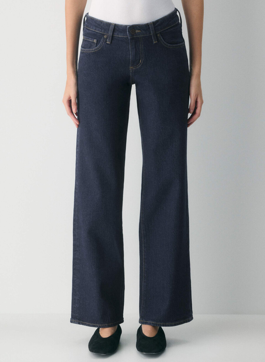 denim forum pam super lo-rise wide jean no-stress blu scuro