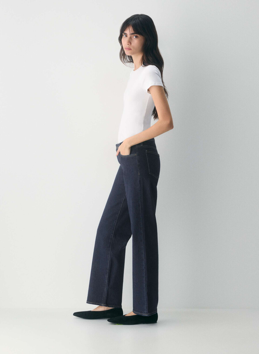 denim forum pam super lo-rise wide jean no-stress blu scuro