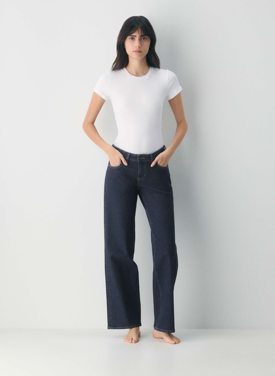 denim forum pam super lo-rise wide jean no-stress blu scuro